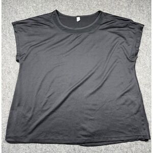 Target Top Blouse Womens L Black Sheer Neckline Workout Top Breathable
